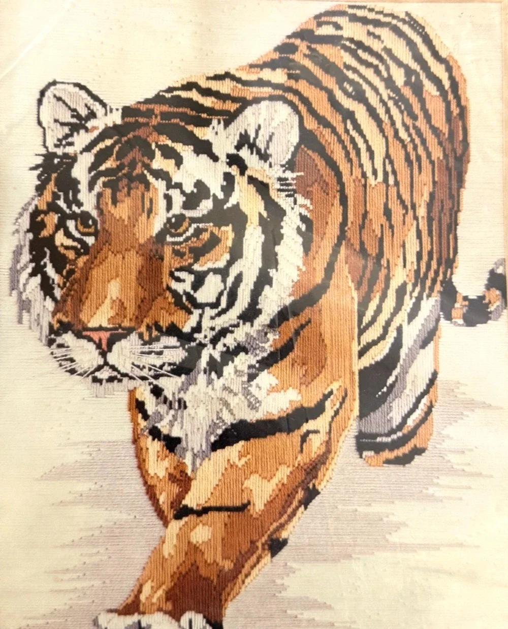 Candamar Tiger Walk Longstitch Needlepoint Kit 30207 Vintage 1981 Cat NOS Sealed